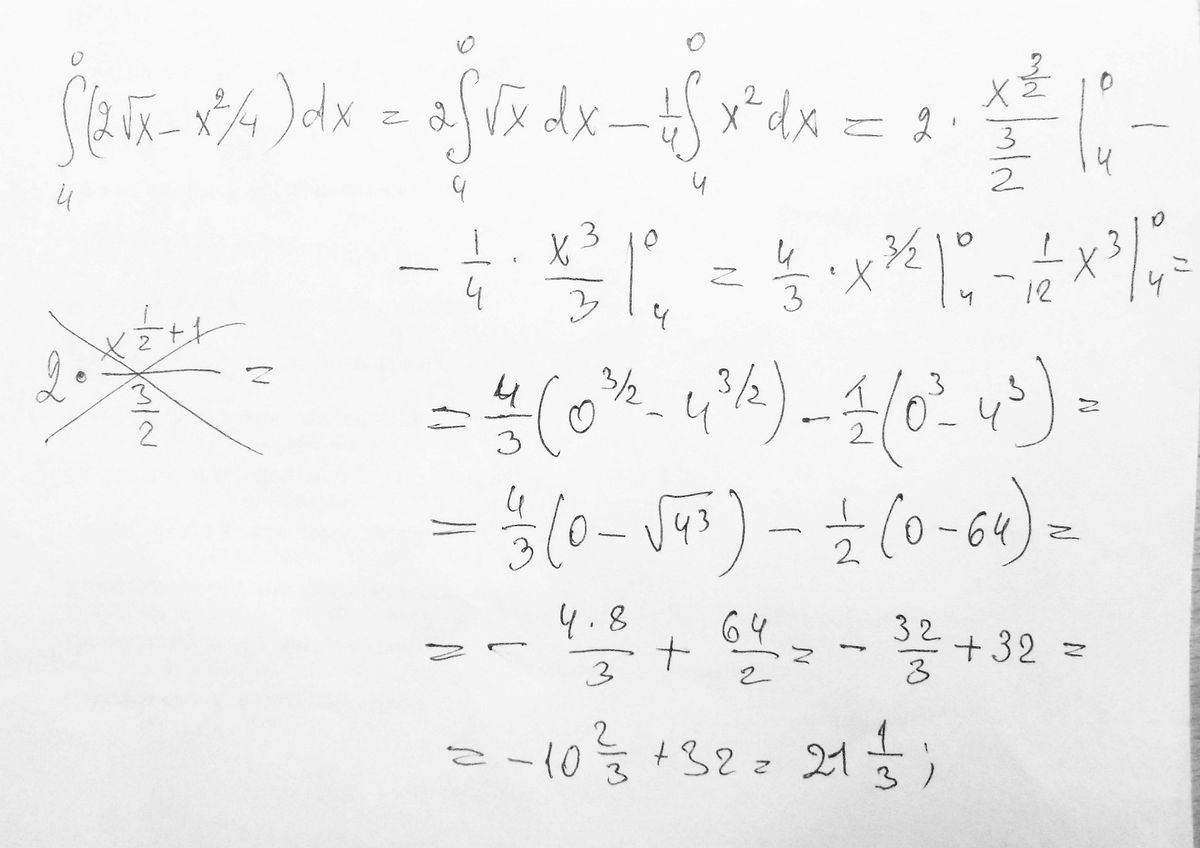 Разность интегралов int limits sqrt x dx - int limits x dx x - x   вместо окончательно- - - -...