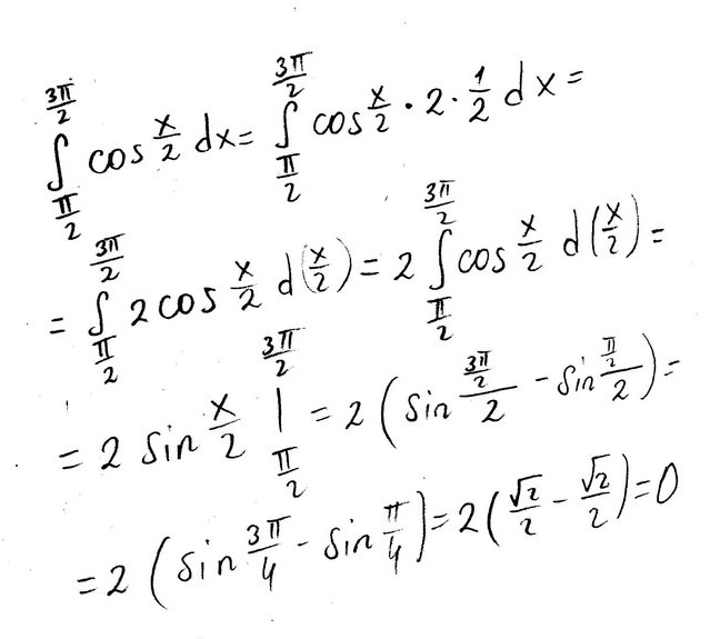 Решение в приложении. Ответ . int frac pi frac pi cos frac x dx sin frac x frac pi frac pi sin frac pi -sin frac pi frac sqrt - frac sqrt...