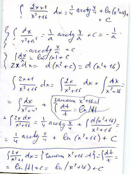 int limits frac x x dx frac arctg frac x ln x C int limits frac x dx int limits frac x x dx первый табличный интегралвторой приводим к табличному через замену int limits frac...