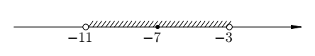 расстояние от точки x до точки −7 меньше четырёх
